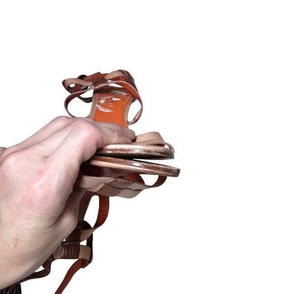 Brown Leather Via Spiga Strappy Heel Sandal Adjustable Ankle Strap Women 6M VIA6 - Picture 6 of 8